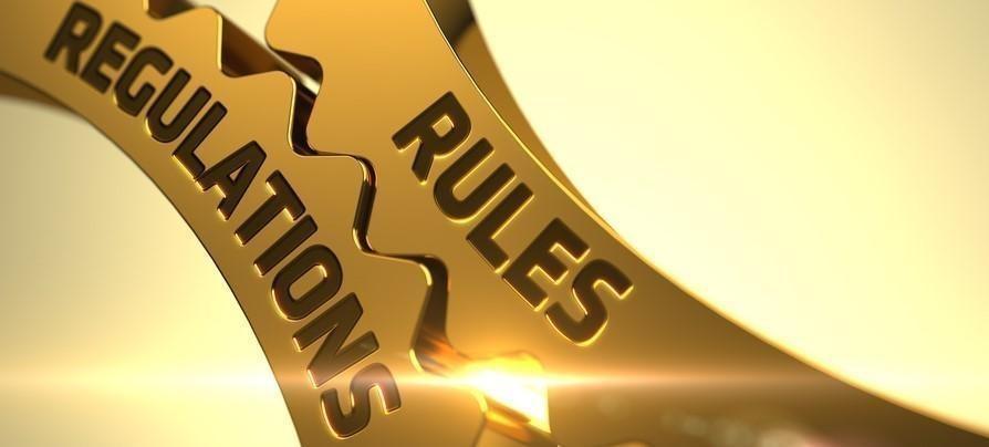 Rules Regulations Concept. Golden Cog Gears. 3D.